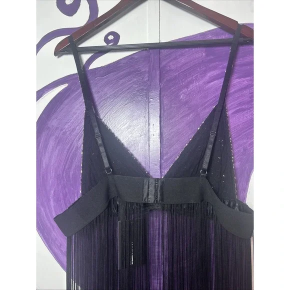 Black Fringe Sequin Bralette Dress - Picture 4 of 9